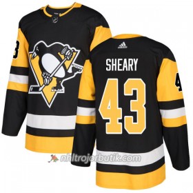 Män Ishockey Pittsburgh Penguins Tröja Conor Sheary 43 Adidas 2017-2018 Svart Authentic